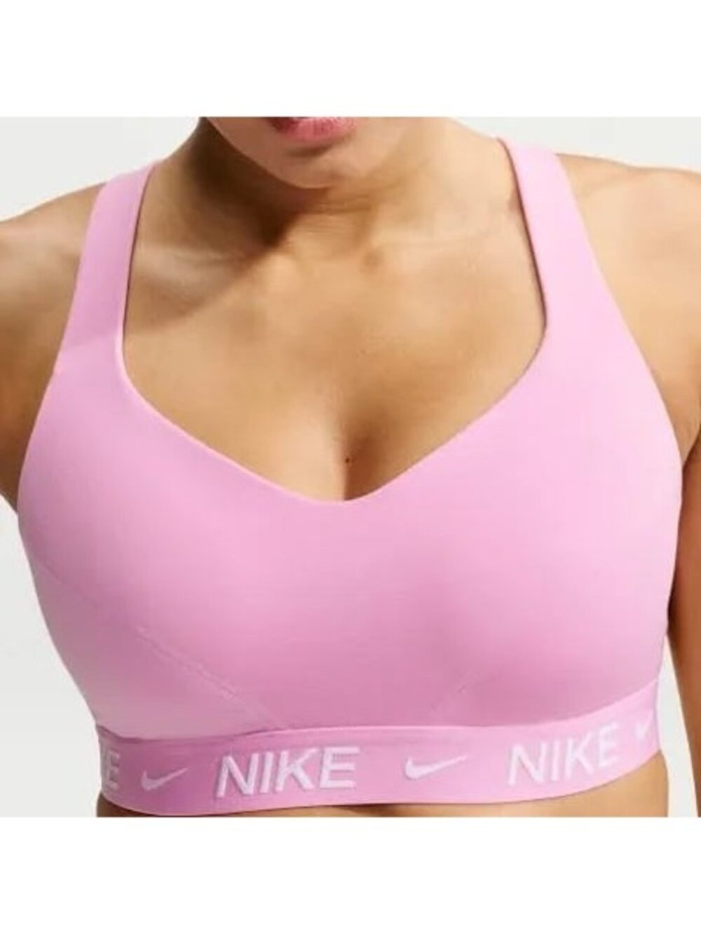 Nike Indy High-Support Padded Adjustable Sports Bra Pink White Size XL